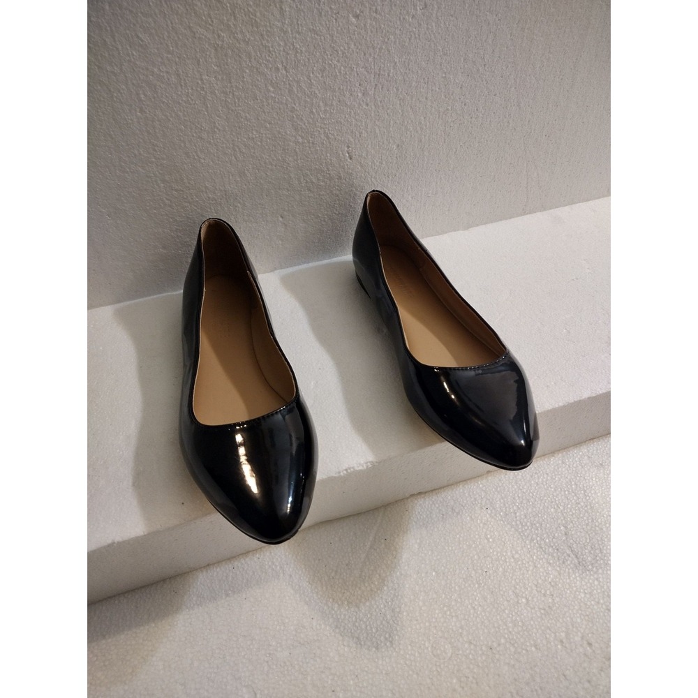 Cushionaire Flats Womens 8M Black Patent Pointed Toe Memory Foam Comfort Slip On